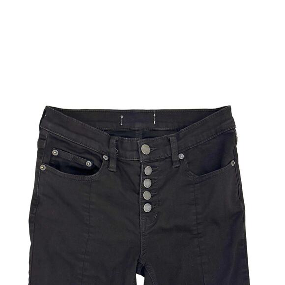 FREE PEOPLE We The Free Black Button Fly BOHO 90s Boot Cut Jeans Size Women's 25 - Picture 4 of 6